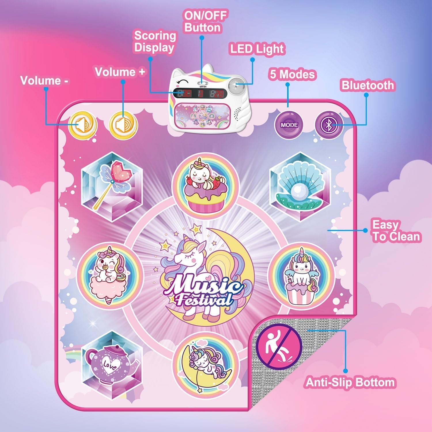 Thumbnail 3 de TOPBLASTERBOX Unicorn Dance Mat, Bluetooth 6‑mode