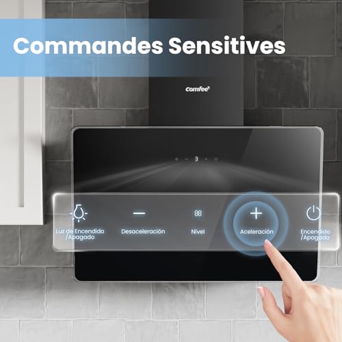 Detalle 2 de COMFEE CH60J64ET4A2B-EU: Hotte aspirante inclinée 60 cm, 380 m³/h, efficacité A++