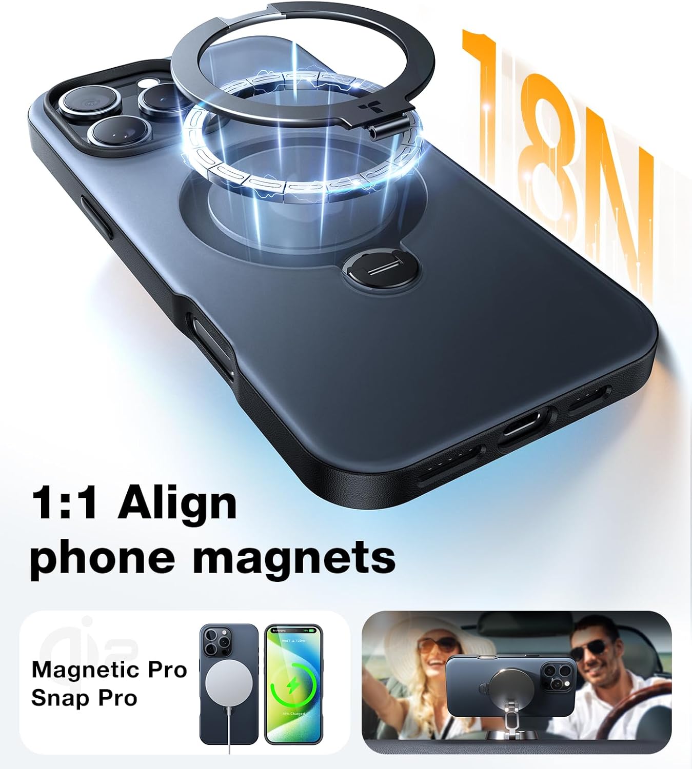 Thumbnail 3 de TORRAS Upgraded 360 Spin Magnetic Stand Case for iPhone 16 Pro