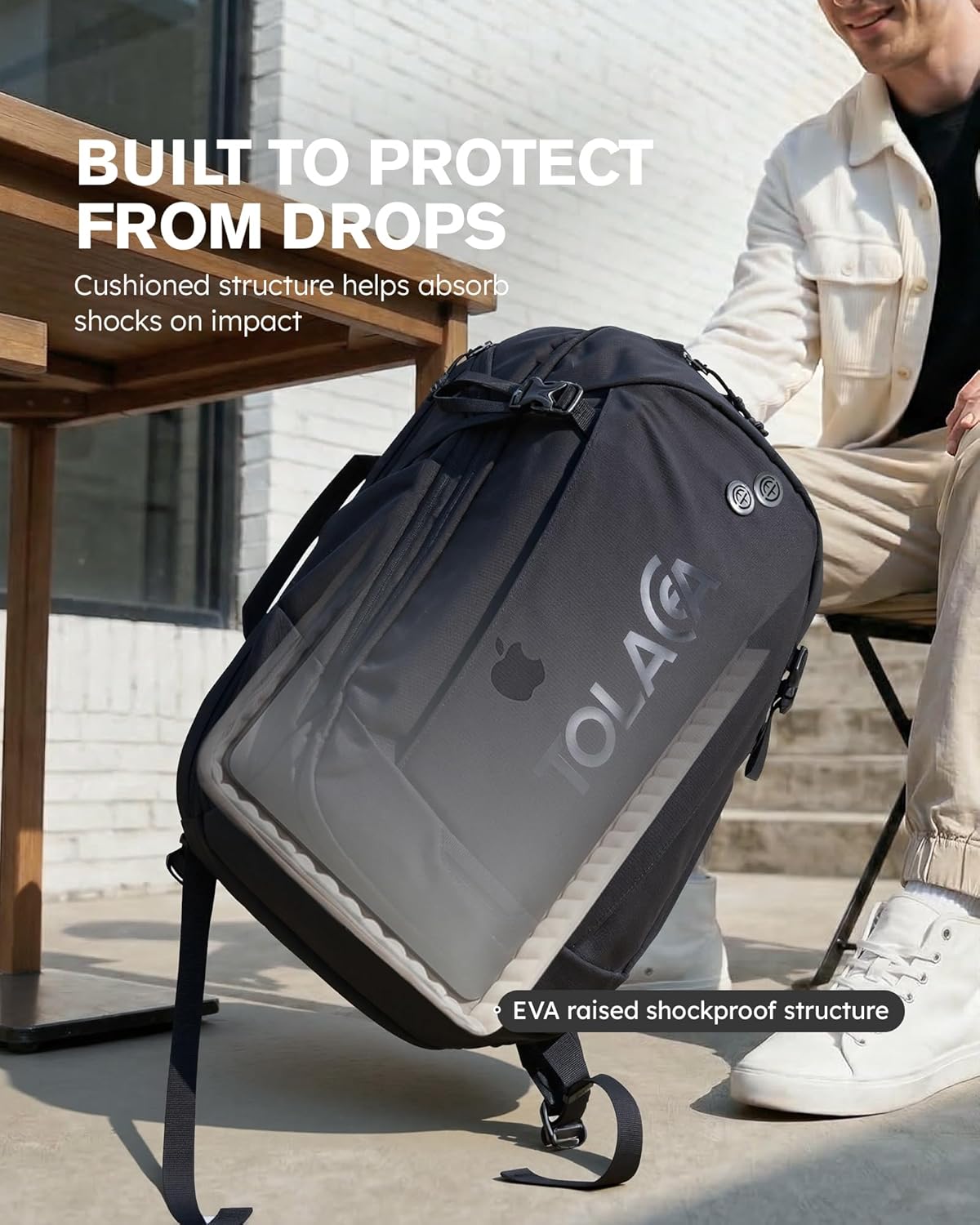 Detalle de Tolaccea Business Laptop Rucksack 32L – stoßfeste EVA-Laptoptasche, Handgepäck-kompatibel