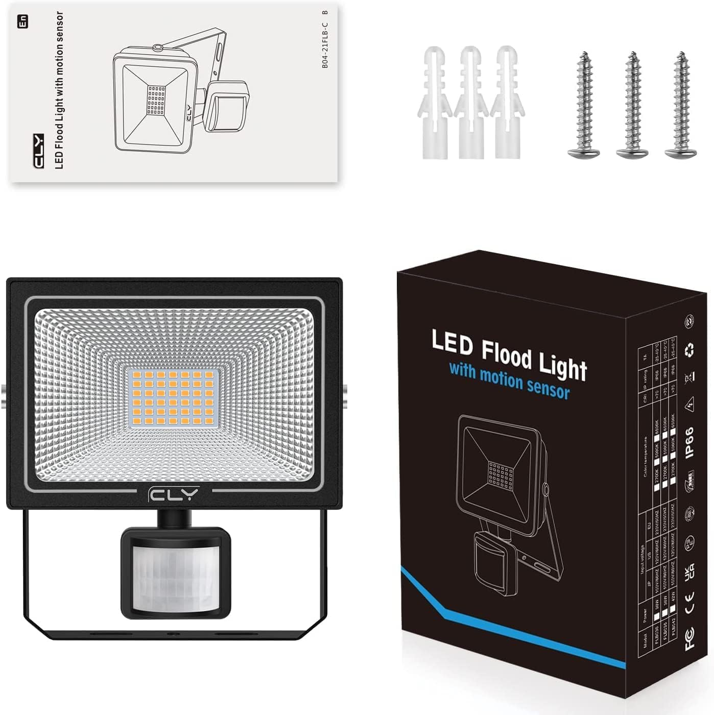 Detalle de CLV 35W Plug-in Security Lights with Motion Sensor (UK Plug, IP66) – 3000 Lumens 2700K Warm White