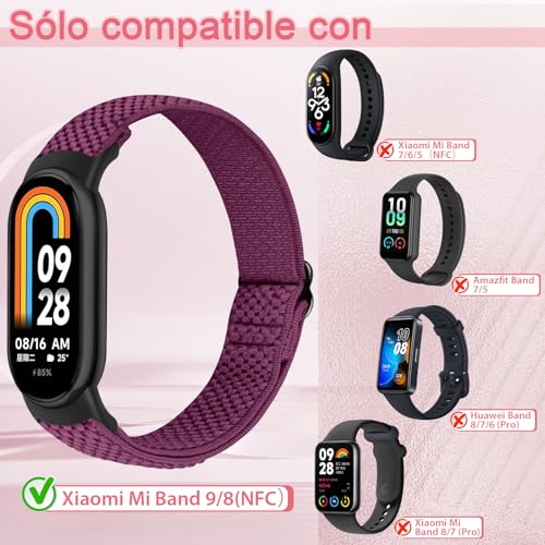Detalle 2 de BTTNG Correa Elástica de Nylon para Xiaomi Smart Band 8/9/10 (2 uds) – Ajustable y Transpirable