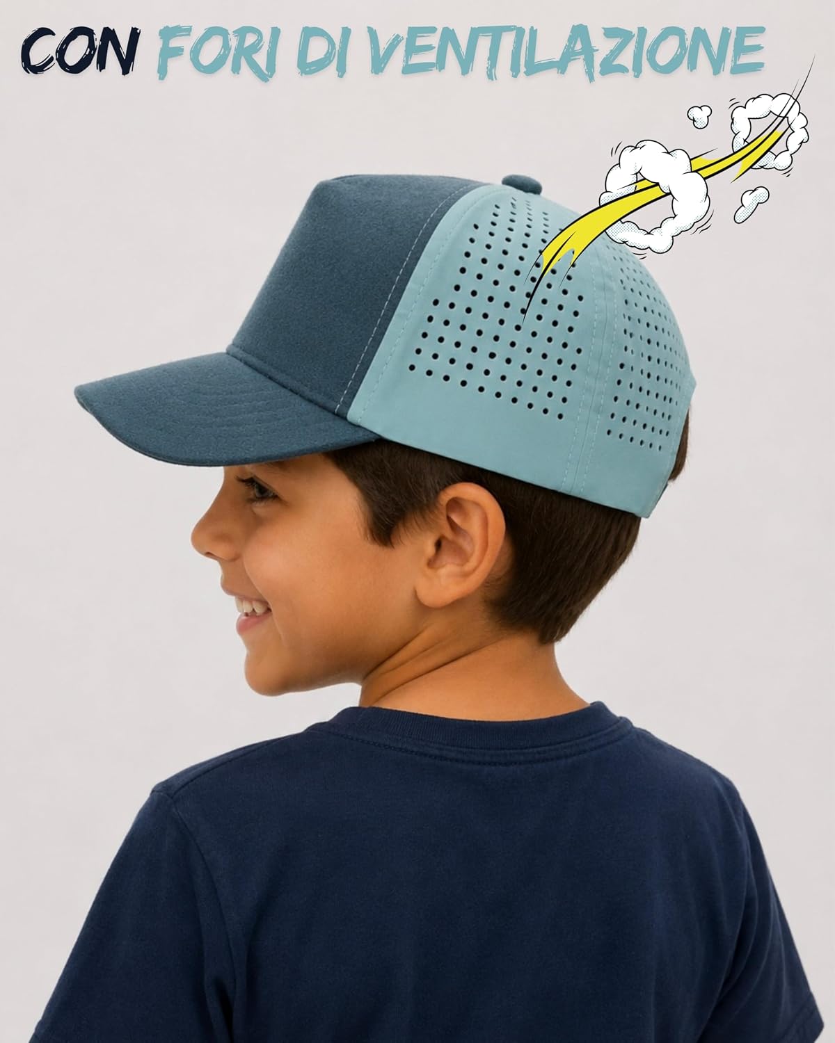 Detalle 2 de HECKBO Cappellino da Baseball per Bambini 52–57 cm con Adesivi in Velcro e elementi riflettenti