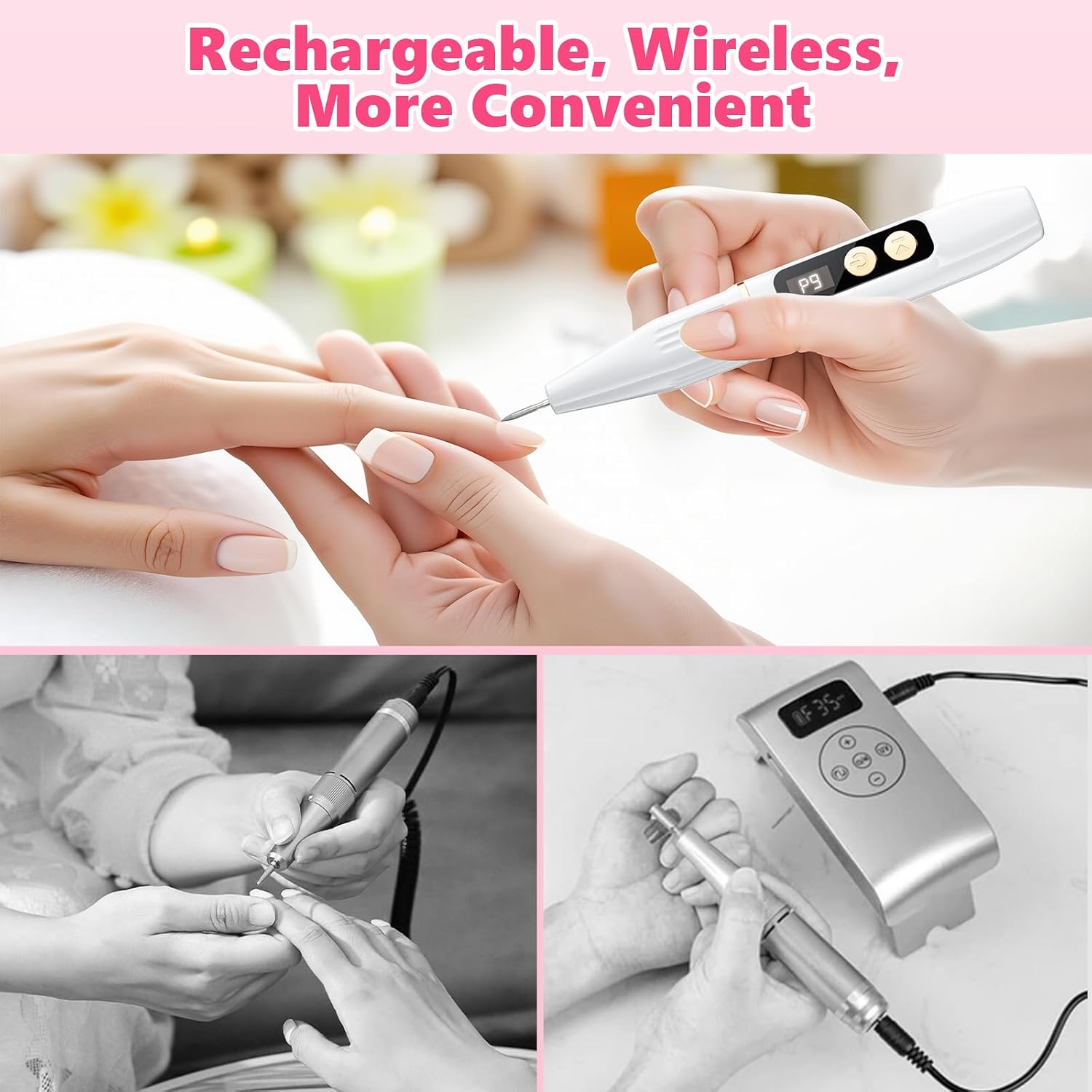 Detalle de Buudala Ponceuse pour Ongles Professionnelle – 35000 RPM, Sans Fil, Kit 12-en-1