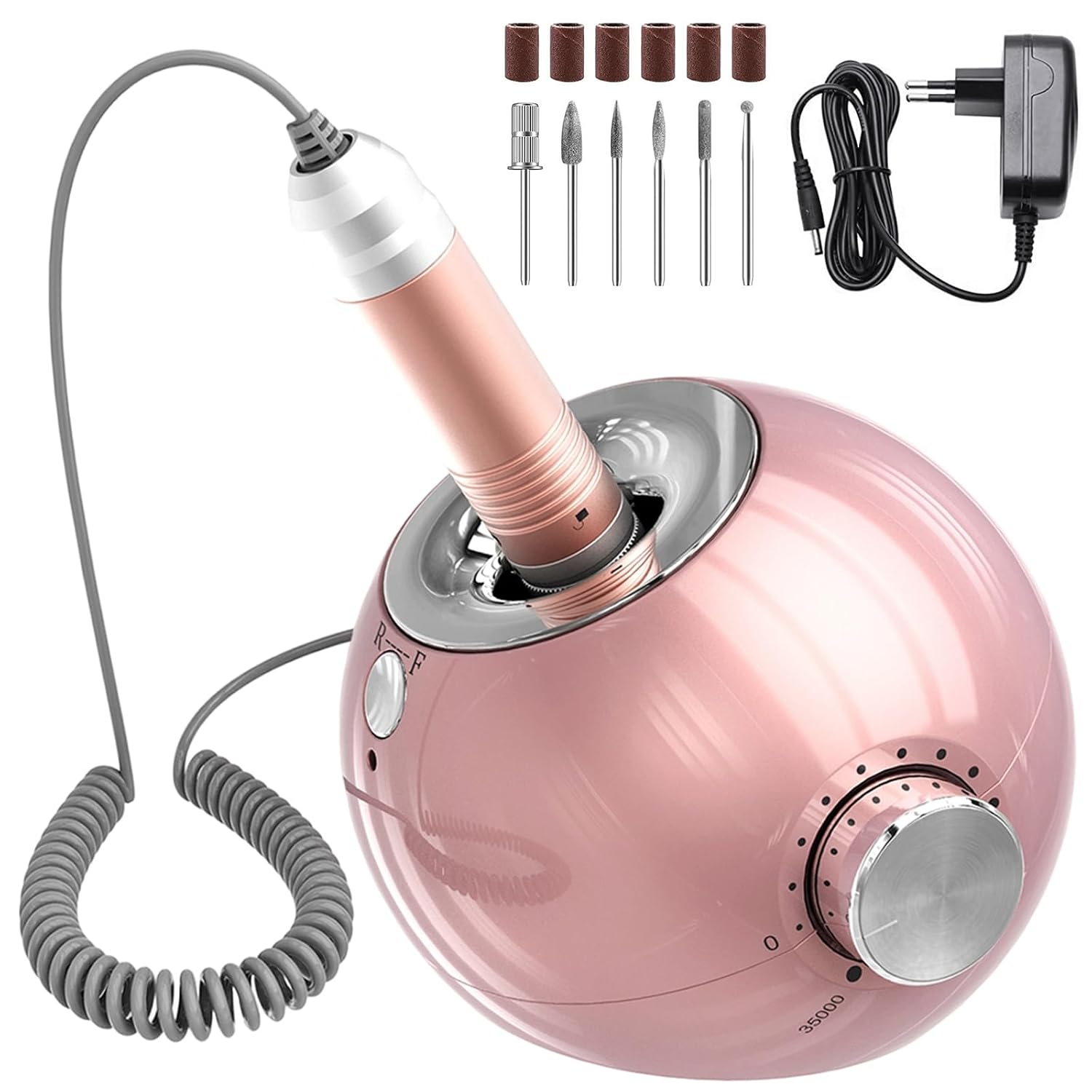 Detalle de Delanie Nagelfräser 35000 U/Min – 6-in-1 Maniküre & Pediküre Set in Rosa