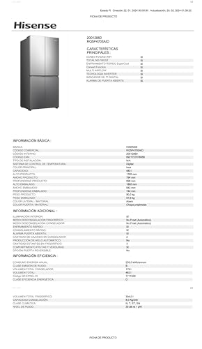 Thumbnail 16 de Hisense RQ5P470SEIE: Frigorífico Americano Cuatro Puertas con Conectividad WiFi y 483 L