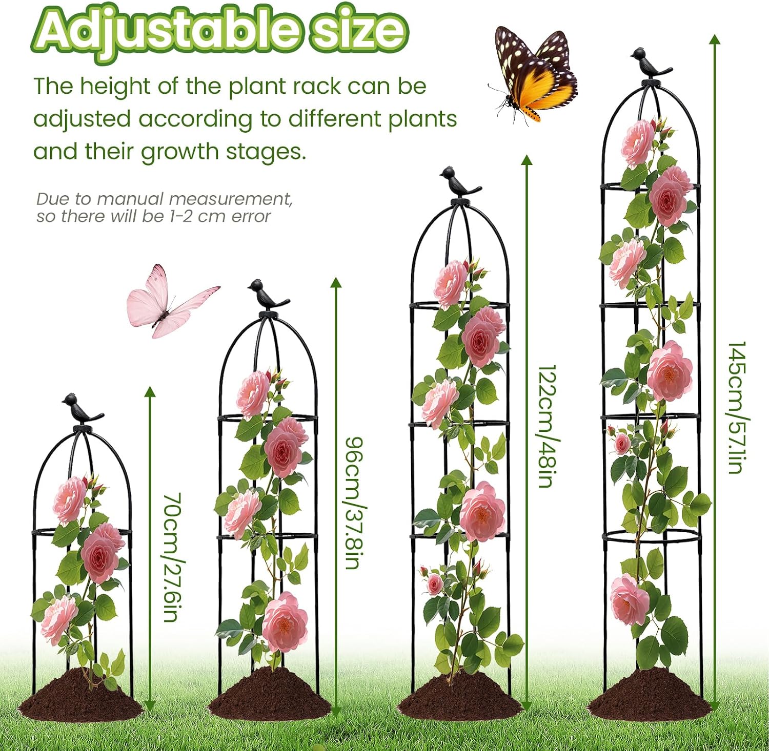 Detalle de FxlStelrion 145 klimobelisk voor klimplanten, 145 cm met 30 plantclips