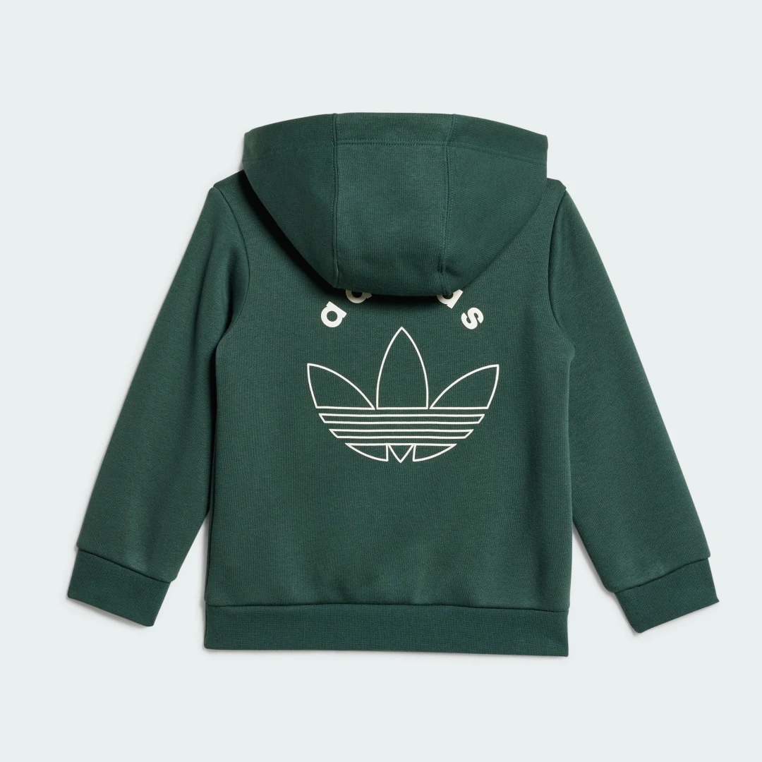 Detalle de Conjunto Adidas Graphic para Bebé: sudadera con capucha y pantalón en verde