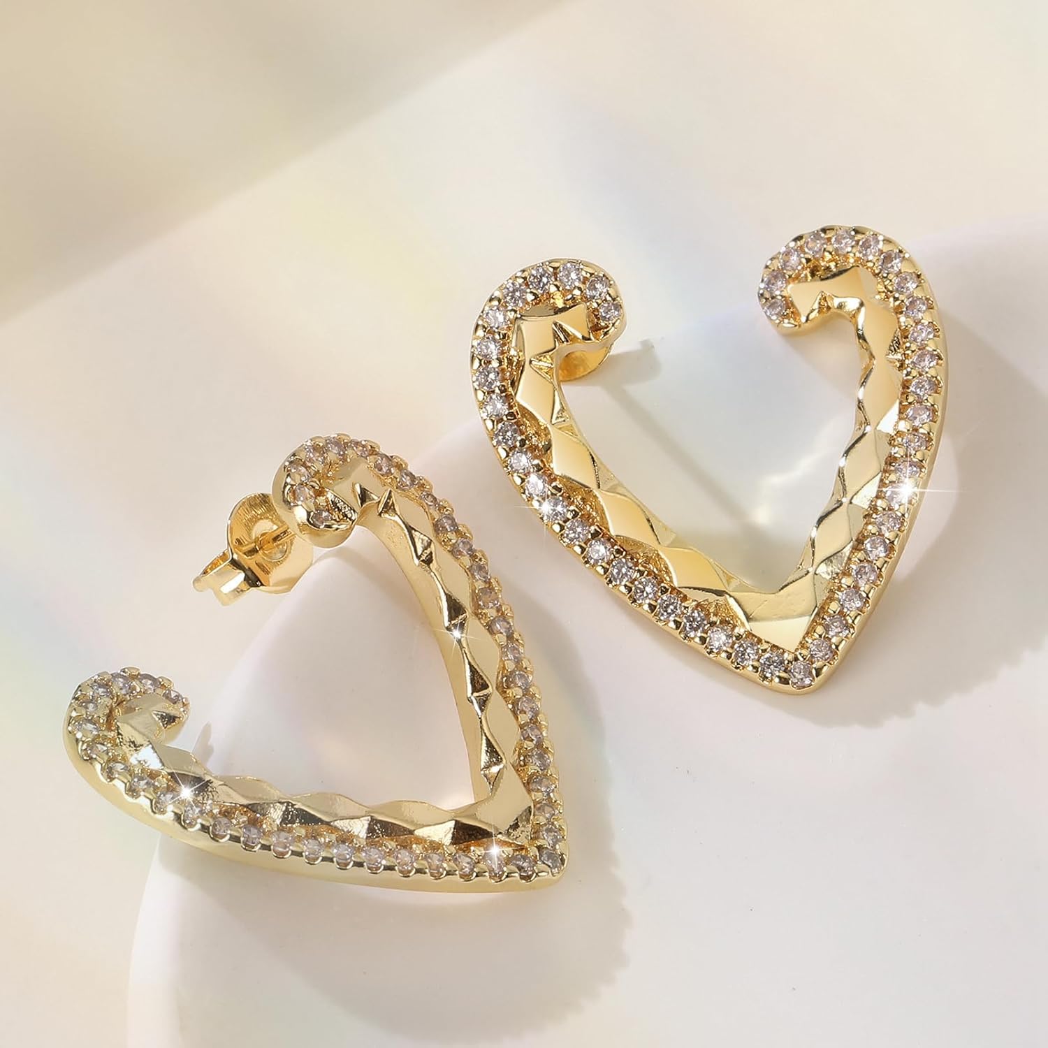 Thumbnail 3 de Richapex Gold Ohrringe Damen – 18k Gold Herz-Creolen, hypoallergen, klein