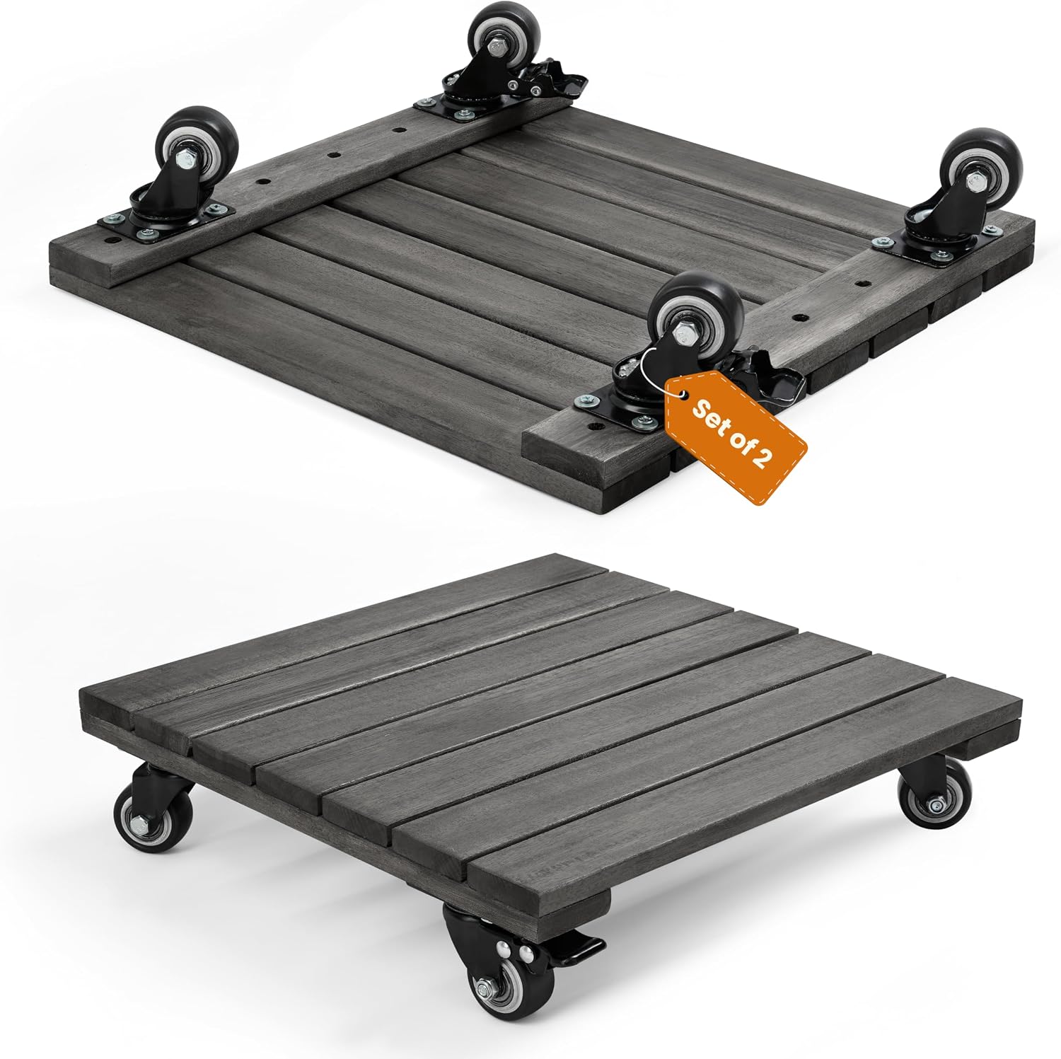 Thumbnail 6 de Jurax Rolling Plant Caddy, Acacia Wood
