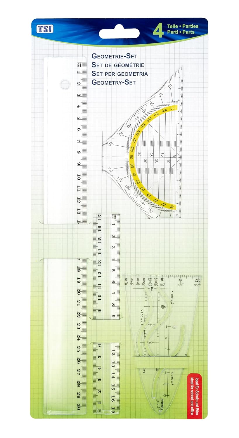 Thumbnail 3 de TSI ritset, 3 delar med linjaler på 17 och 30 cm samt triangel på 16 cm