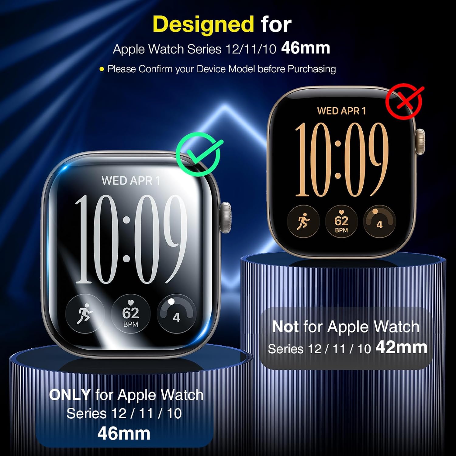 Detalle 2 de LK Apple Watch Series 12/11/10 46mm Screen Protector, Self-Healing TPU Film, 6-Pack