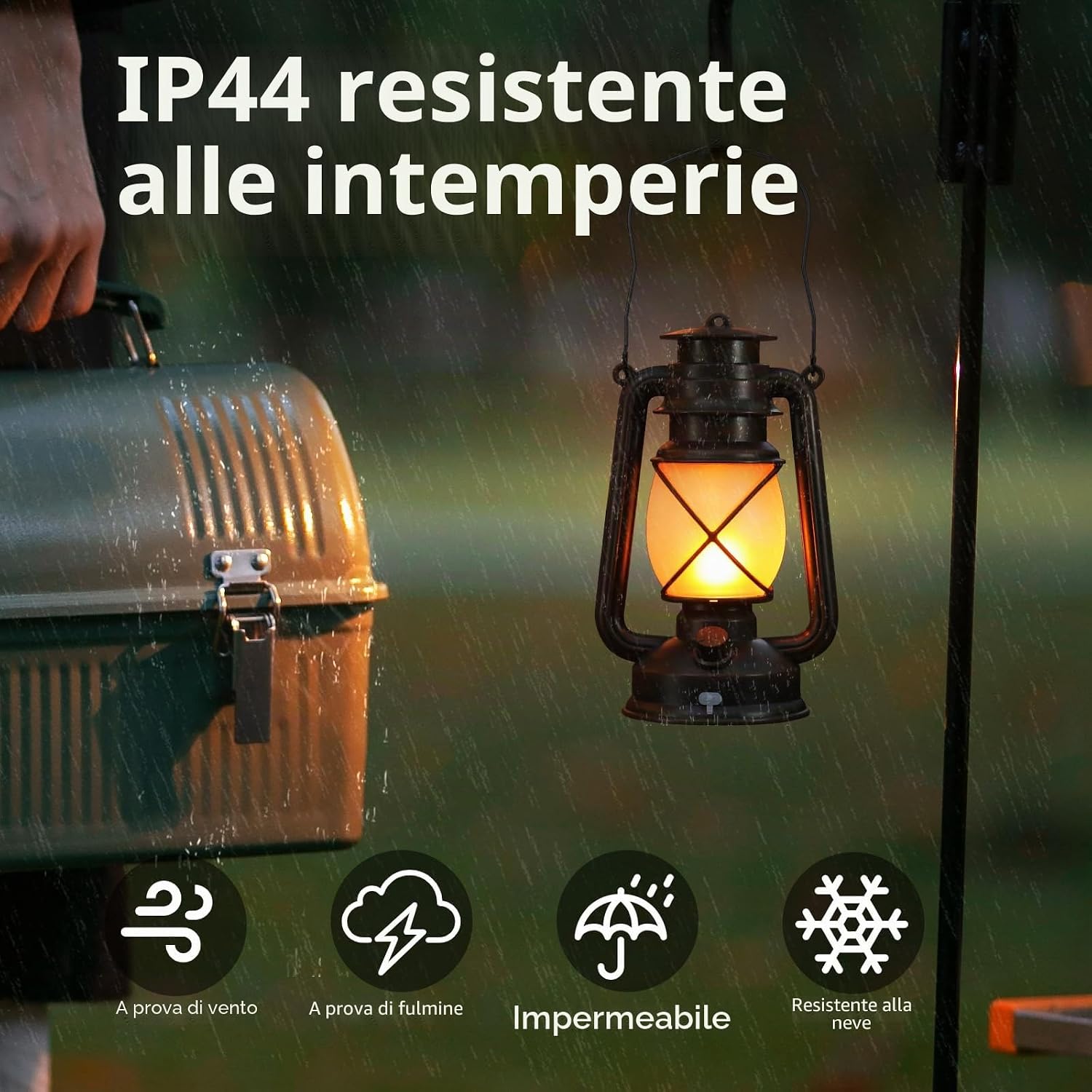 Detalle de Shinmax Lanterne esterne in stile retrò, 2 pezzi, lampade decorative a LED con telecomando e effetto fiamma