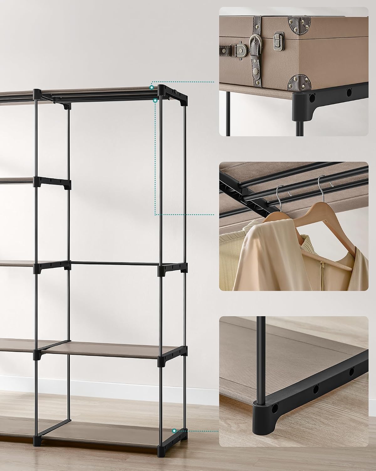 Detalle 2 de SONGMICS RYG037R02 – szafa na ubrania 182 × 43 × 182 cm, 11 półek