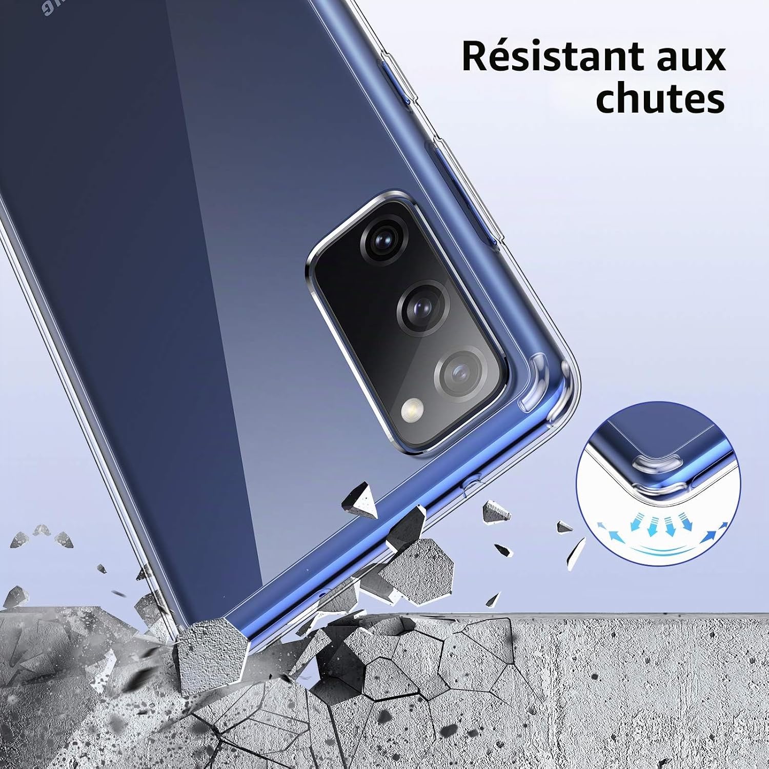Detalle de Coque UNBREAKcable transparente pour Samsung Galaxy S20 FE 5G (6,5") – Antichoc, Anti-jaunissement et Anti-rayures