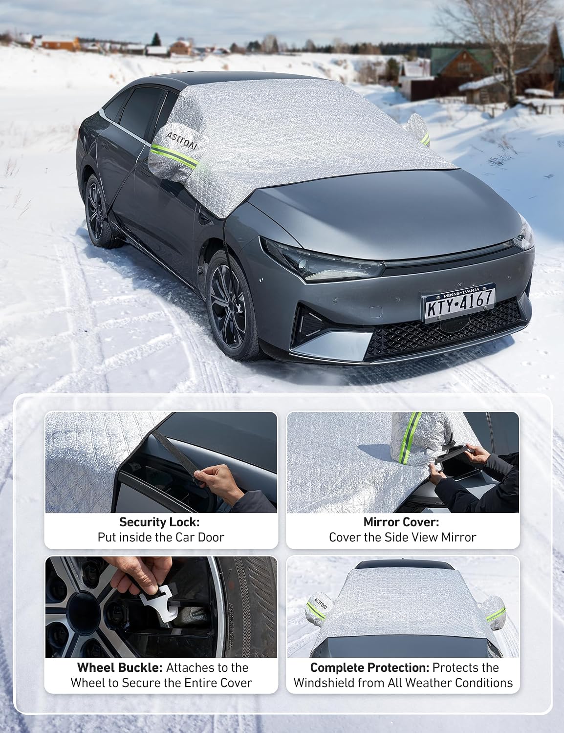 Detalle 2 de AstroAI Windshield Snow Cover, 4-Layer