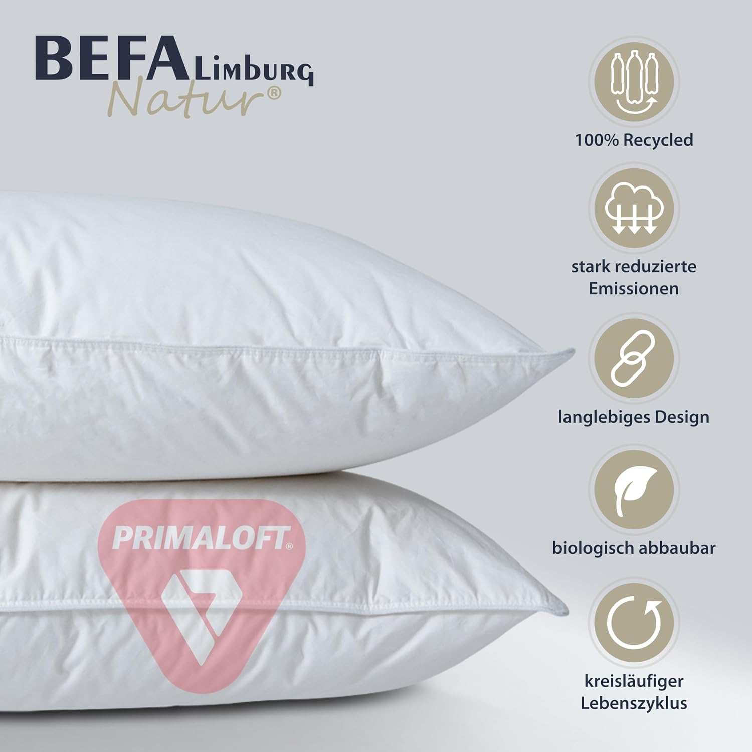 Thumbnail 1 de BEFA NATUR PrimaLoft Bio bedkussens 80 x 80 cm, set van 2