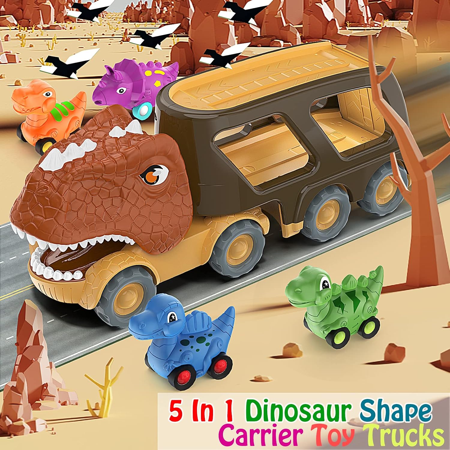 Detalle 2 de Veslier Dinosaur Car Toy 4-Pack for Toddlers