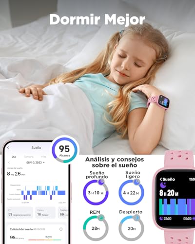 Detalle de BIGGERFIVE Pulsera inteligente para niñas, monitor actividad