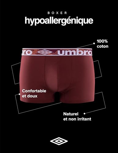 Detalle de Umbro Caleçon Boxer Homme 100% coton – Lot de 5 Noir CLA4 (M)