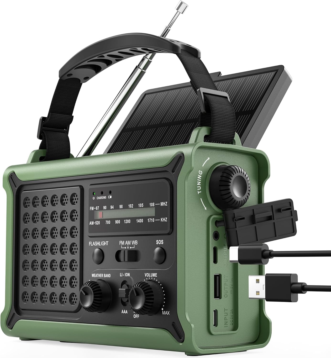 Detalle de ROCAM CR1030 Emergency Radio, 12,000mAh, Solar, Hand Crank & NOAA