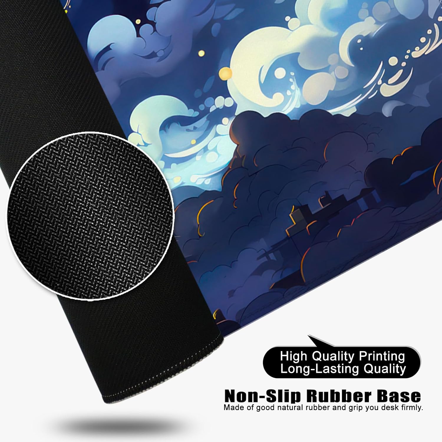 Thumbnail 3 de WYDUCVI Blue Large Gaming Mouse Mat (Clouds-05) – 31.5 x 11.8 x 0.12 inch