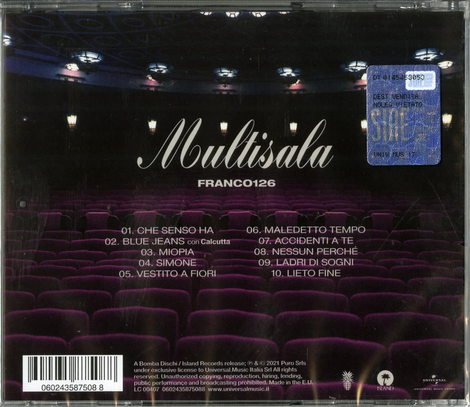 Thumbnail 1 de UNIVERSAL MUSIC GROUP Multisala “Franco 126 cm Nuovo”
