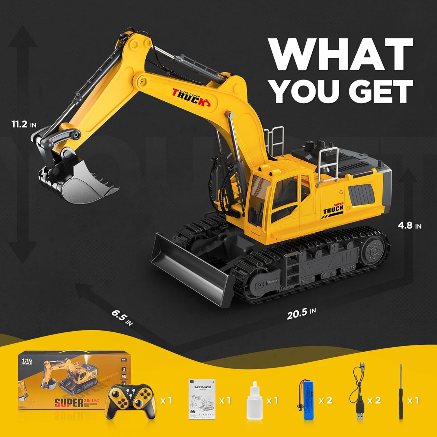 Thumbnail 6 de 21" Remote Control Excavator Toy 15-Channel 🚜