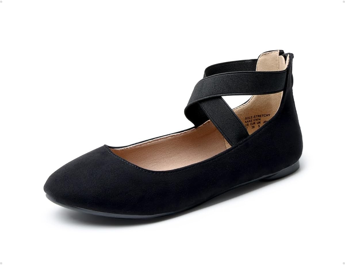 Detalle de DREAM PAIRS Women’s Comfortable Fashion Elastic Ankle Straps Flats