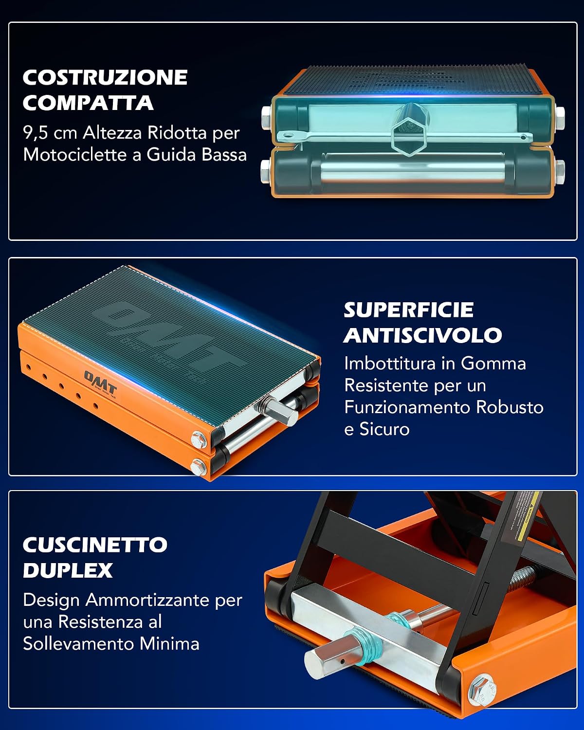 Thumbnail 5 de Ponte Sollevatore a Forbice Orion Motor Tech per Moto 500 kg – Altezza 9,5–35 cm, Piattaforma 23 × 37 cm, Arancione