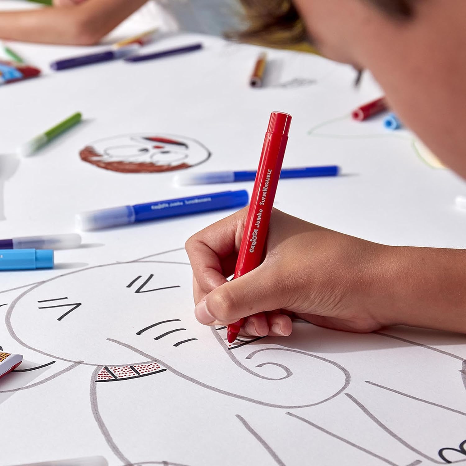 Detalle 2 de Carioca Jumbo | Pennarelli Lavabili per Bambini in Barattolo con Maniglia, 50 Colori