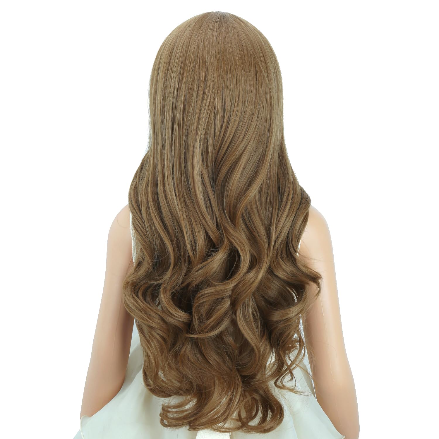 Detalle de PATTNIUM Kids Long Curly Synthetic Wig, Light Brown, Adjustable Cap