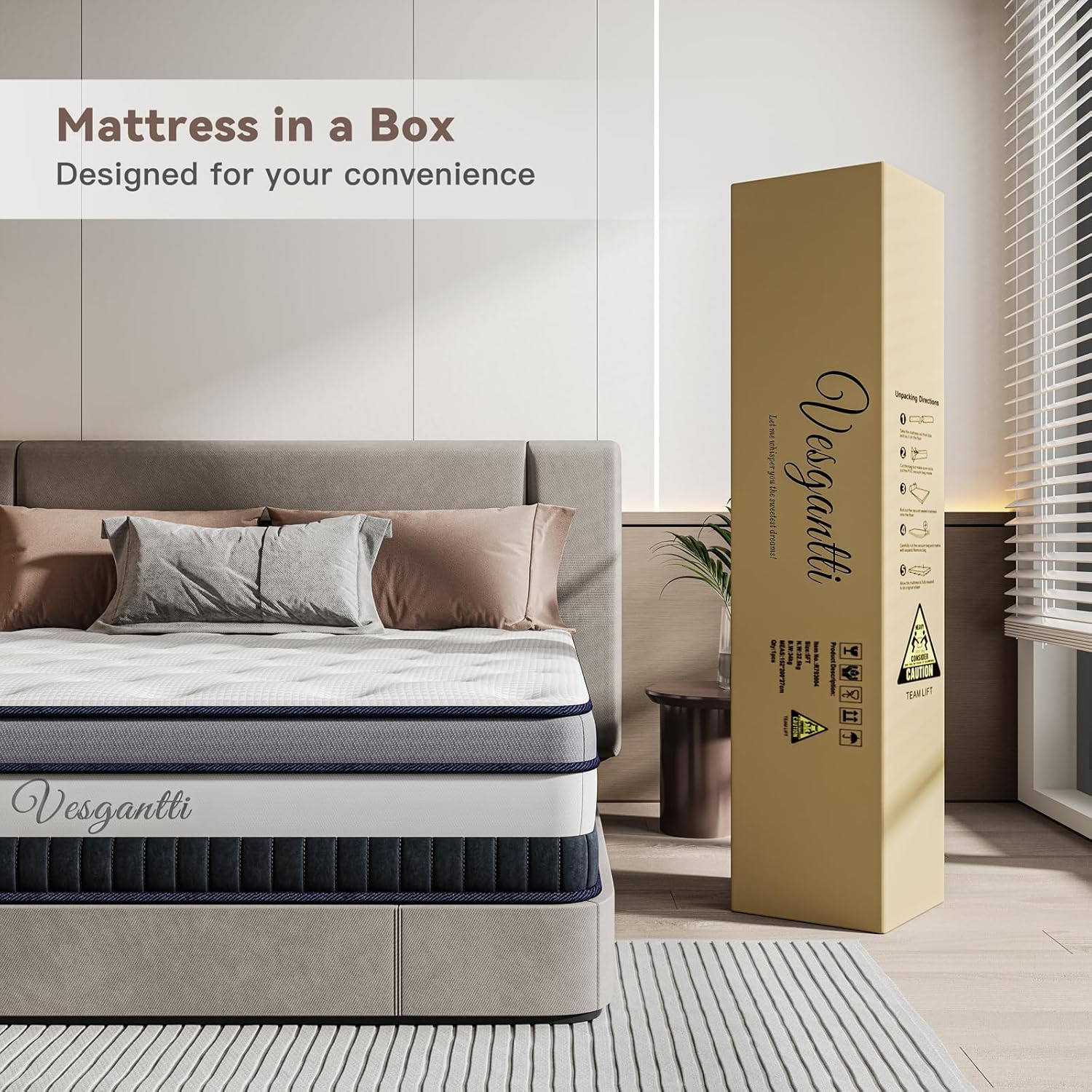 Thumbnail 6 de Vesgantti 4FT Small Double 11 Inch Pocket Sprung Mattress (Medium, Box Top Collection)