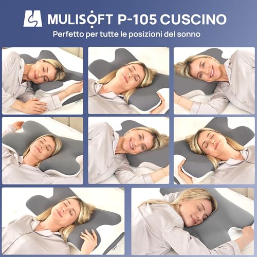 Detalle de MULISOFT P-105 Cuscino cervicale: memory foam ergonomico per un sonno rigenerante