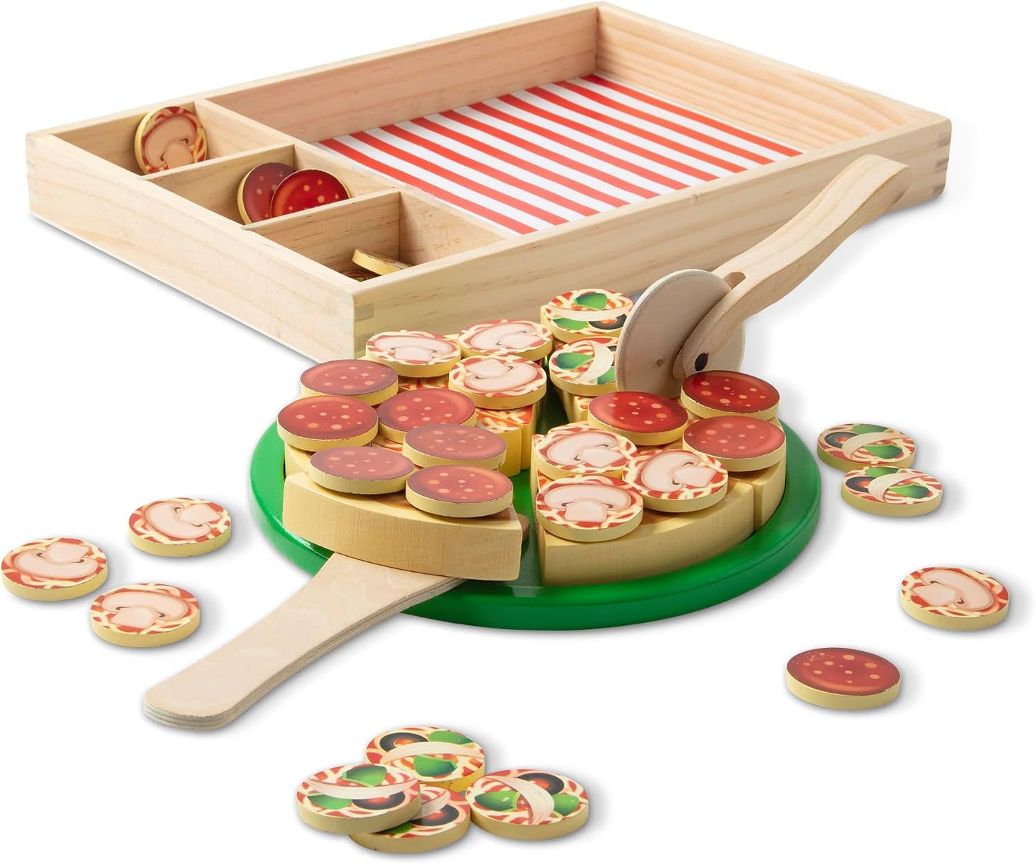 Detalle de Melissa & Doug Wooden Pizza playset for kids 🍽
