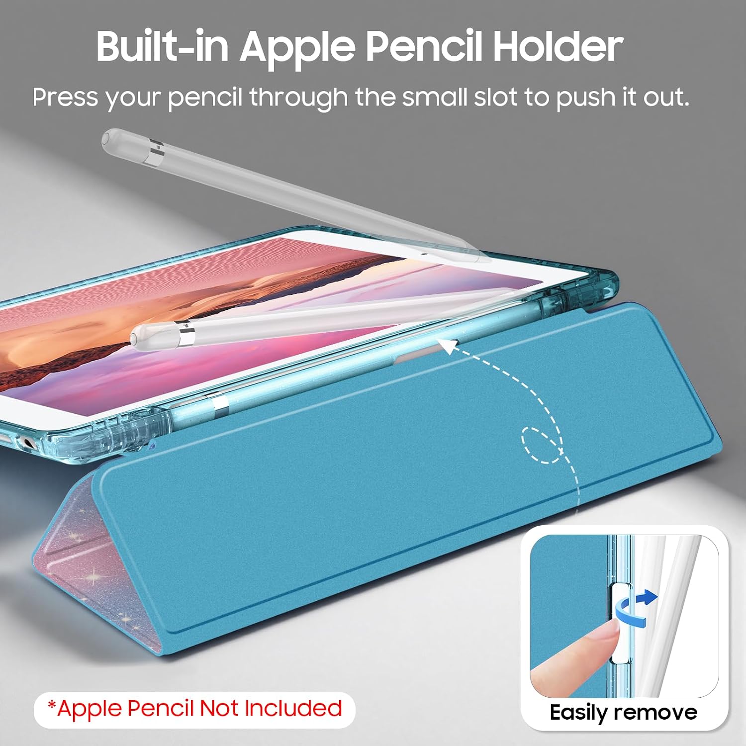 Thumbnail 6 de Fintie Glitzer Hülle für iPad 10.2 Zoll (9./8./7. Generation) – transparent mit Stifthalter, Smart-Sleep/Wake