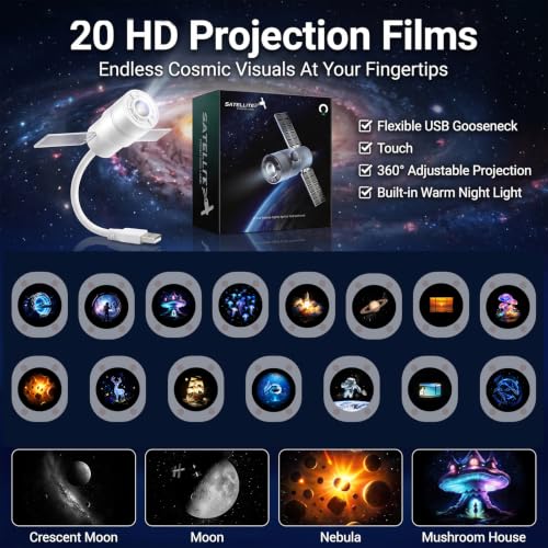 Detalle 2 de LAZYTAIL Galaxy Projector Night Light: 2-in-1 Starry Sky and Warm Night Light