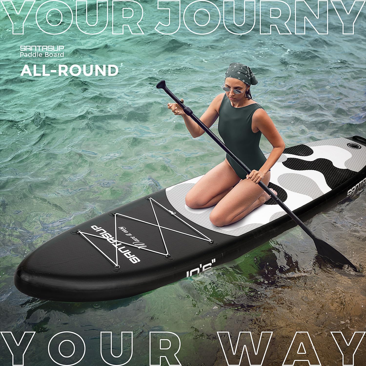 Thumbnail 6 de Santasup Aufblasbares Stand Up Paddle Board – Komplettset 11′ × 32″ × 6″ (330 lb) mit Paddel, Pumpe, Rucksack, Leine und wasserdichter Tasche