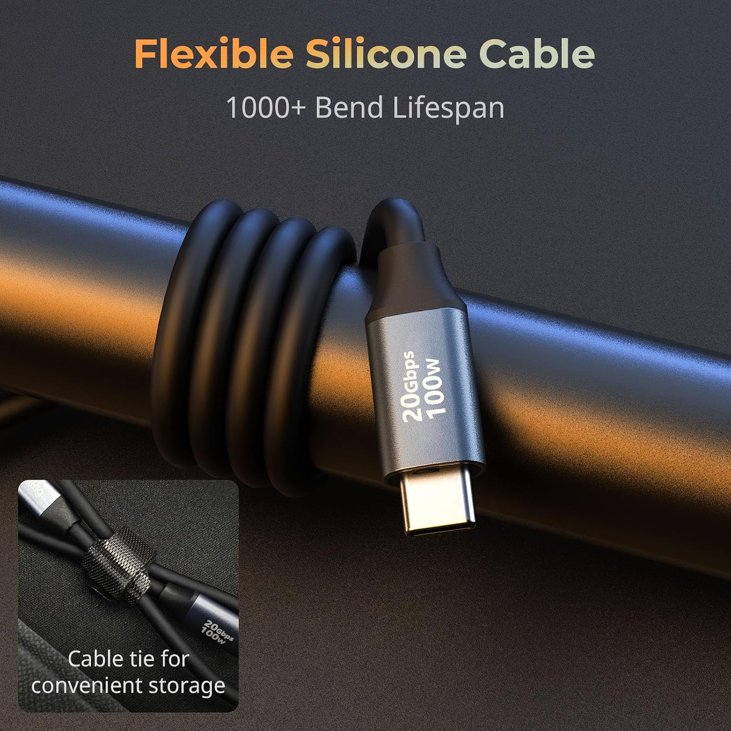 Detalle 2 de SMALLRIG USB‑C auf USB‑C Datenkabel (35 cm, gerade auf abgewinkelt) – 3.2 Gen 2x2, 20 Gbit/s, bis 100 W PD