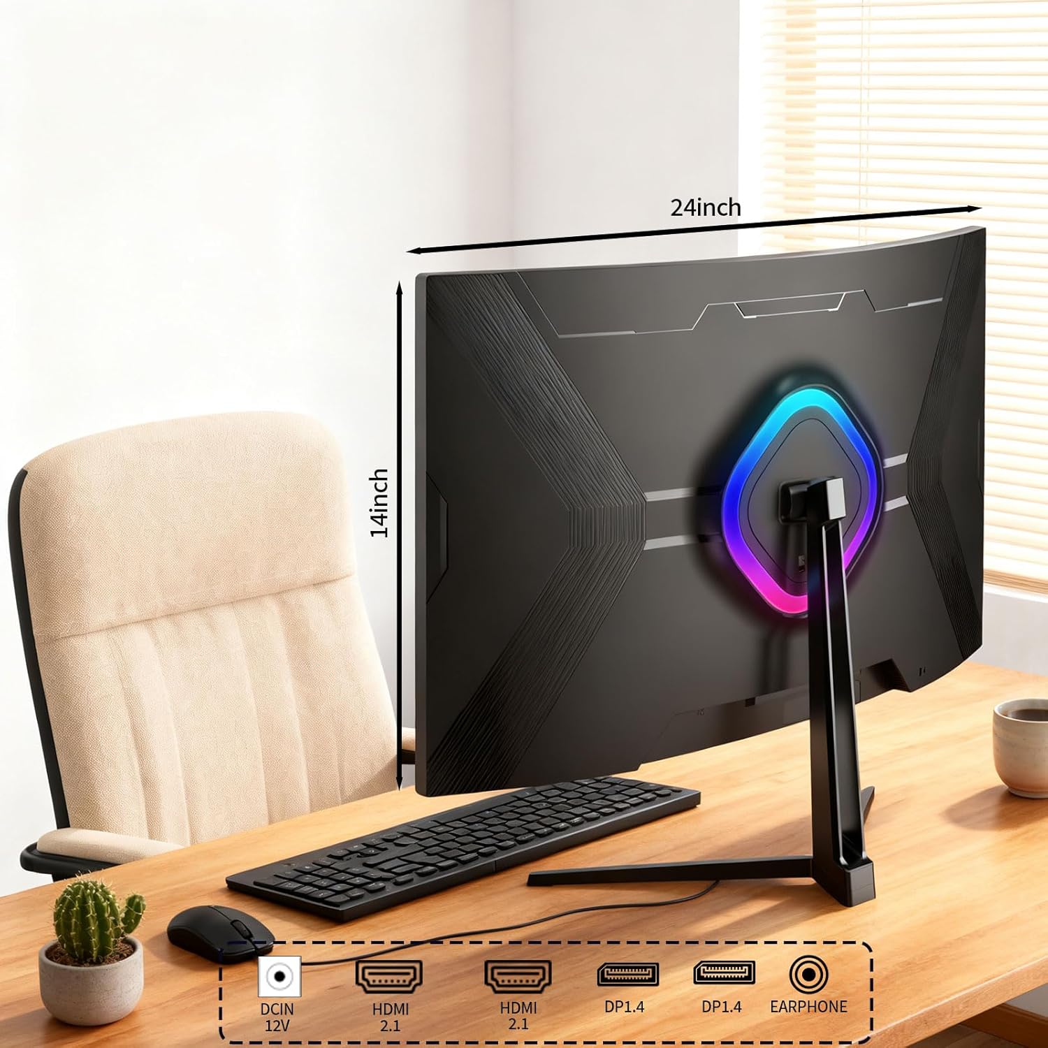 Thumbnail 3 de ZZA 27-Inch 4K Gaming Monitor (UHD 3840×2160, 144Hz) with HDMI 2.1 & DP 1.4