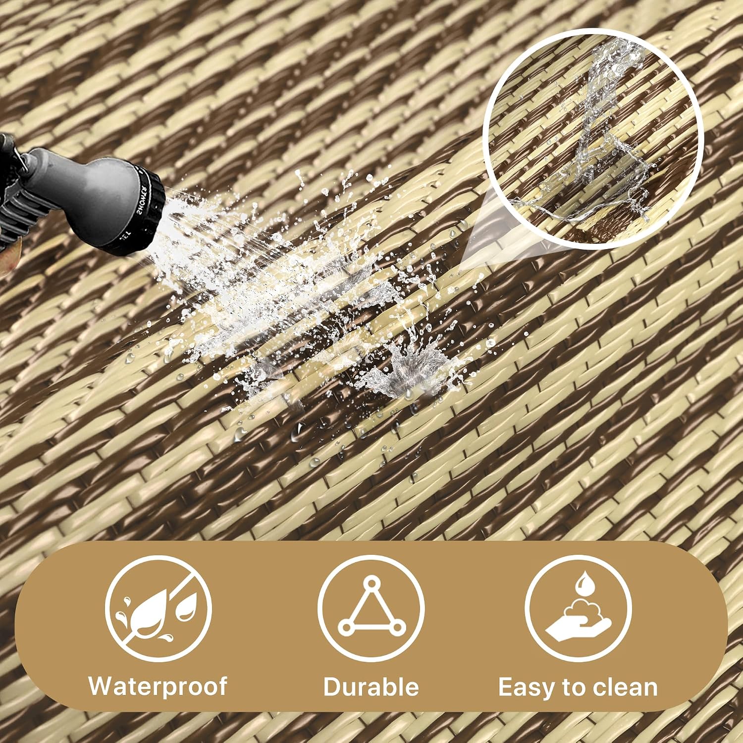 Thumbnail 6 de GENIMO Outdoor Rug 270x360cm — Extra Large waterproof reversible garden mat in recycled plastic
