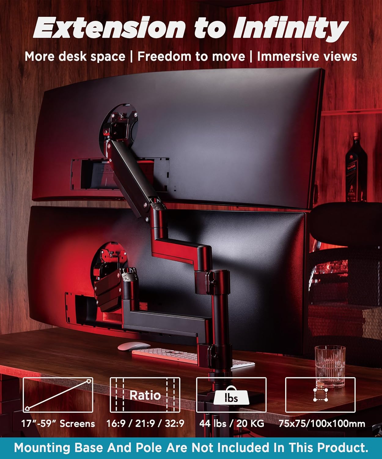 Thumbnail 2 de ULTRARM MA20P-A Braccio di Estensione Heavy Duty per monitor 49" (richiede MA20P-S) verticale, VESA 100×100, nero