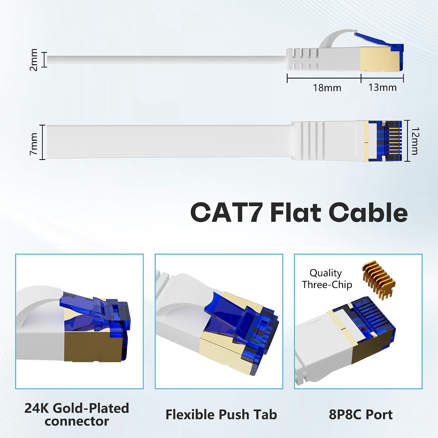 Detalle 1 de Mygatti CAT 7 Flach-Netzwerkkabel 10 Gbps