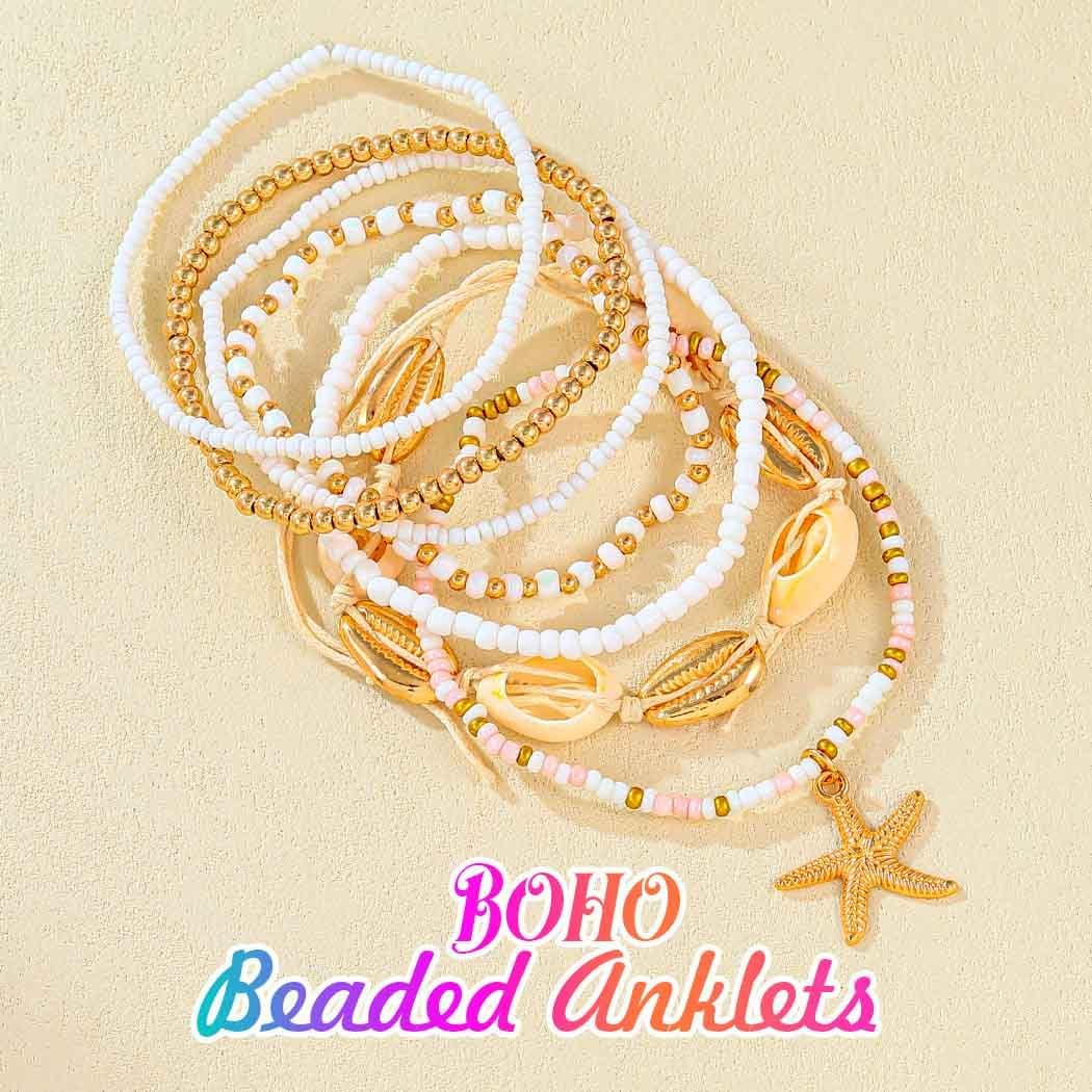 Thumbnail 1 de Fashband Boho-Fußkettchen mit Perlen – Seesternfarben, mehrlagig, Strand-Accessoire für Damen