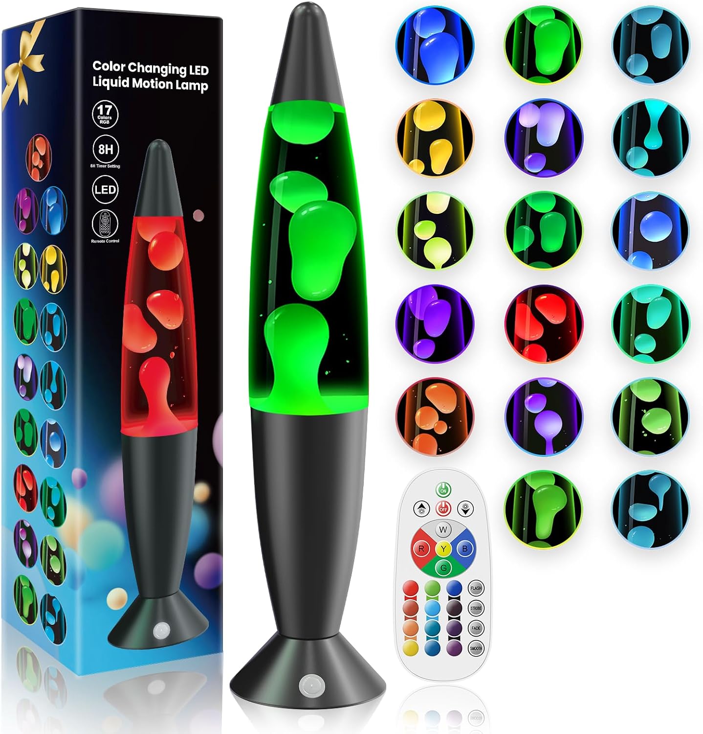 Detalle de Soarling 6122D-Y LED Liquid Motion Lamp, 17 Colours, 8-Hour Timer