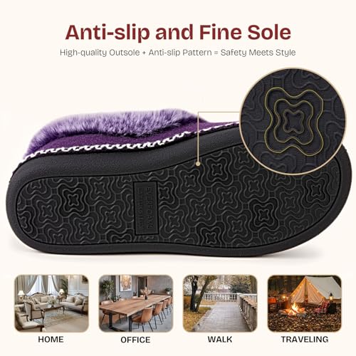 Detalle 2 de EverFoams Women’s Bootie Slippers, Purple, UK Size 6 with Memory Foam