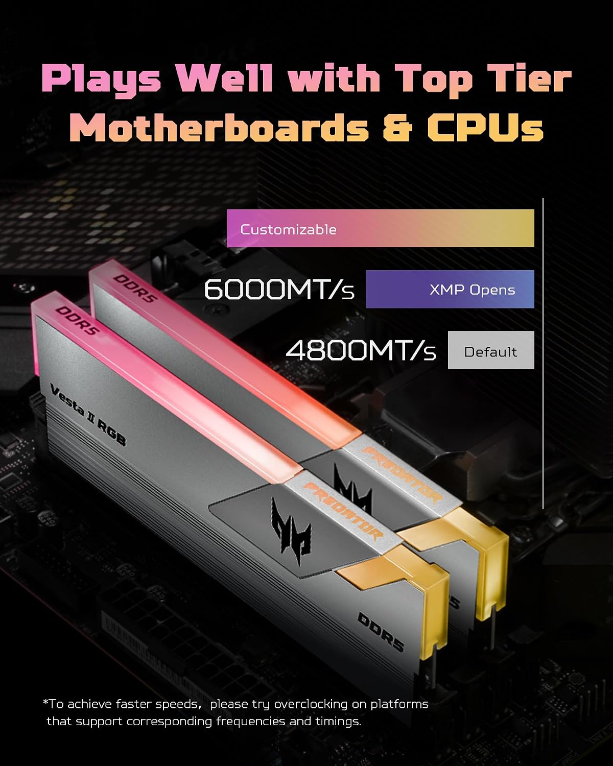 Thumbnail 4 de Acer Predator Vesta II DDR5 RAM 32GB (2x16GB) up to 6000MHz with RGB and AMD/Intel XMP 3.0 support