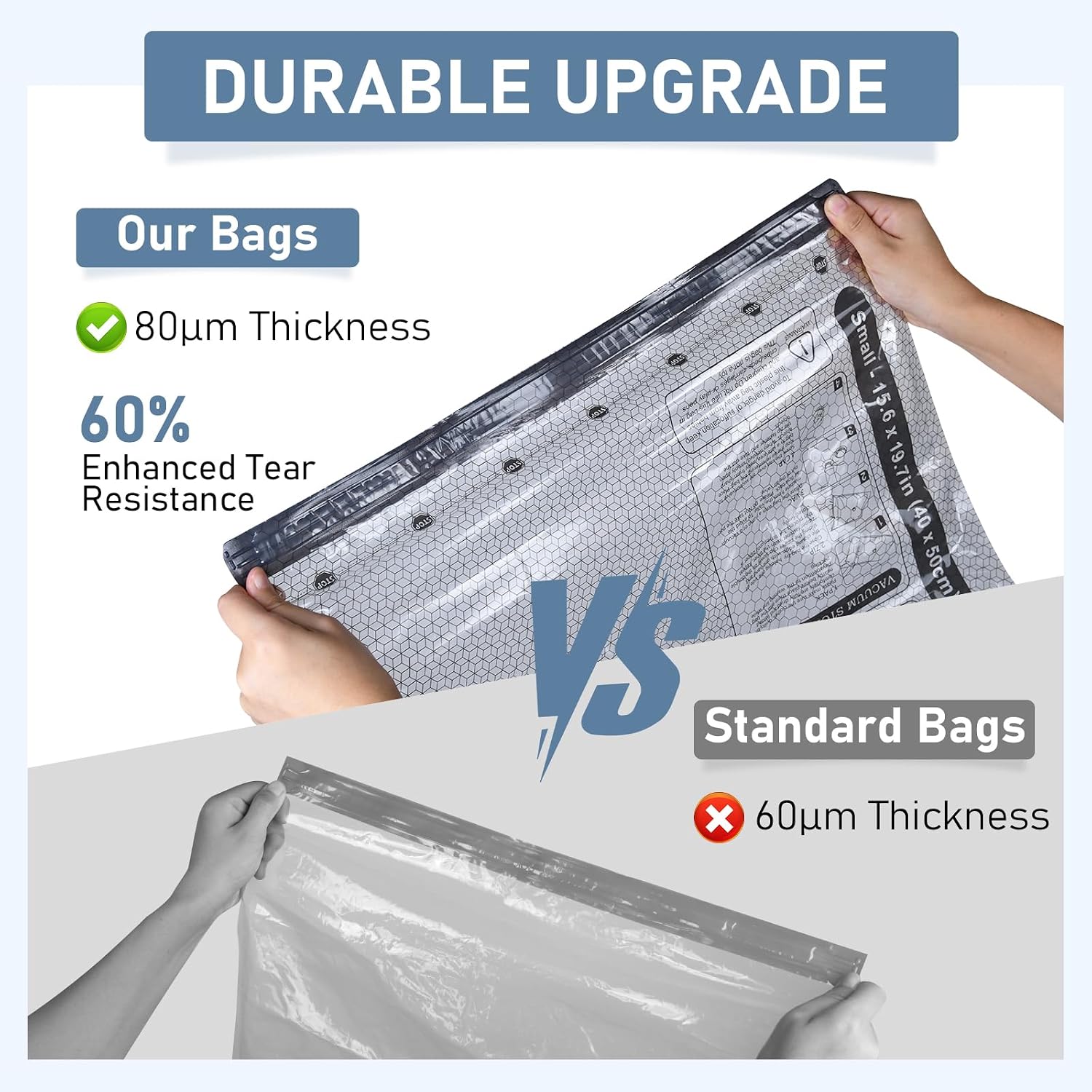 Detalle 2 de BlazeHold travel vacuum storage bags, 4 sizes