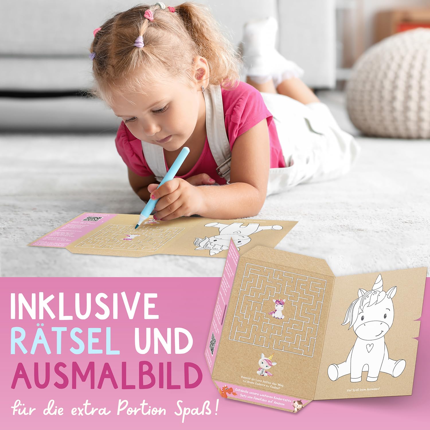 Thumbnail 4 de Famifidus 120 Kinder-Tattoos hautfreundlich – temporäre Tattoos für Mädchen & Jungen (Made in Germany)