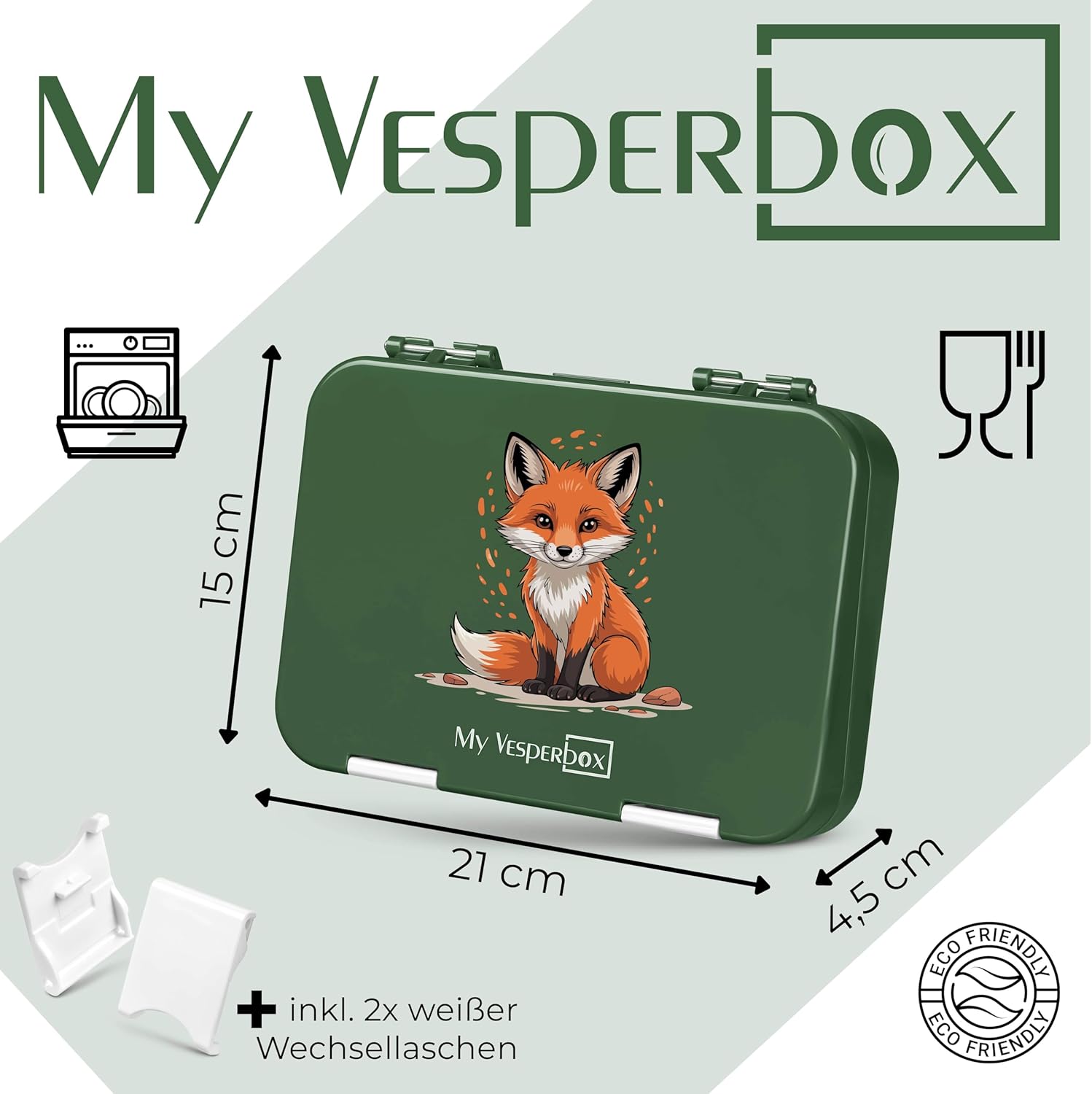 Thumbnail 2 de My Vesperbox Len – Bento Box für Kinder, 4+2 Fächer, bruchsicher & vakuumisoliert, dunkelgrün